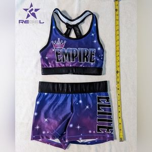 ALLSTAR Empire Elite Rebel Athletics Cheer Cheerleading XS Bra Top Small Shorts